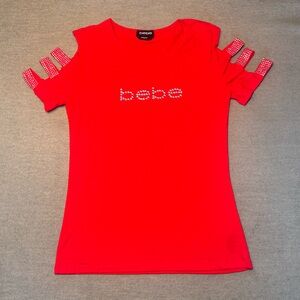Bebe Y2K Swarovski Crystal Red Top